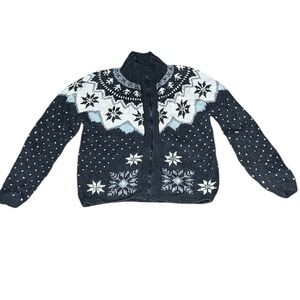 Marsh Landing Hand Knits Fair Isle Zip up Cardigan Sweater